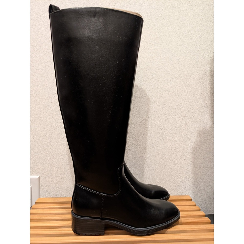 Nine West‎ Women Shoes 5.5M Barile Knee Black Tall Riding Boots Leather